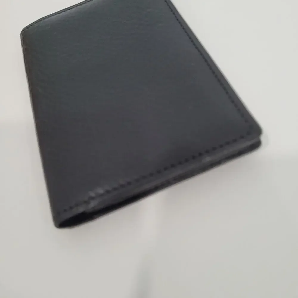 Cocomeister Designer Card Wallet Black Bifold Leather Folding Small Mini Quality